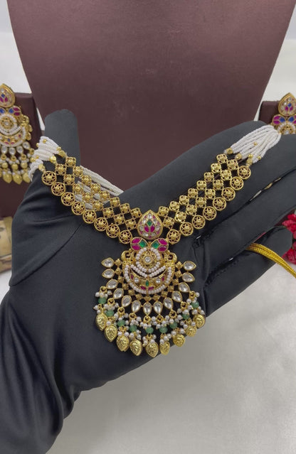 Shivani Pachi Kundan Premium Necklace