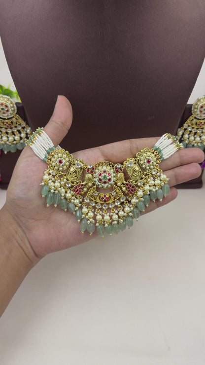 Ayesha Heritage Pachi Kundan Choker Necklace Set