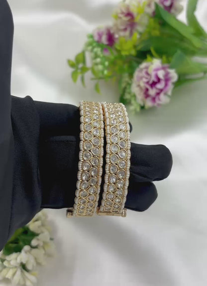 leena Moissanite Kundan Premium Bangles Set