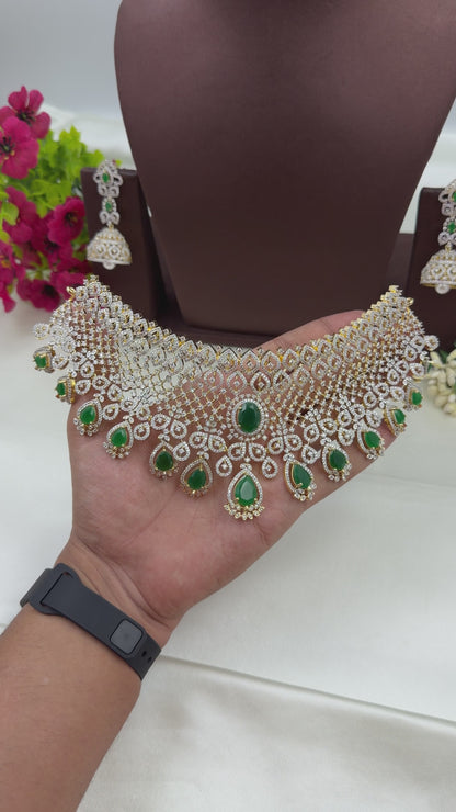 Aria American Diamond Two Tone Choke Necklace
