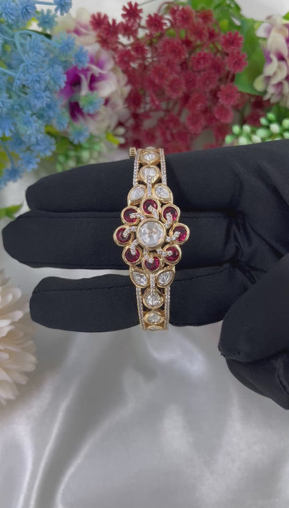 Lustra Moissanite Kundan Bracelet (Openable)