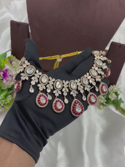 Aarohi Moissanite Kundan Necklace