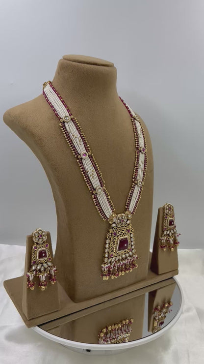 Aanya Premium Long Antique Gold Necklace Set