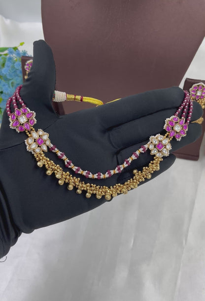 Rishika Premium Antique Gold Necklace Set