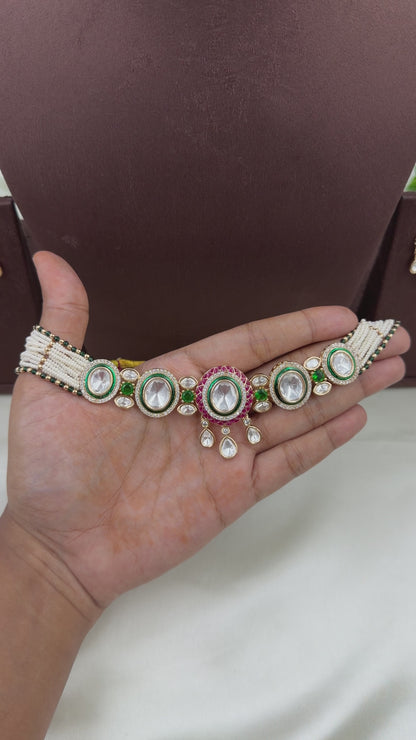 Rashmi Moissanite Delicate Necklace Set