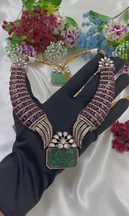 Kunti Jaipuri Moissanite Kundan Necklace