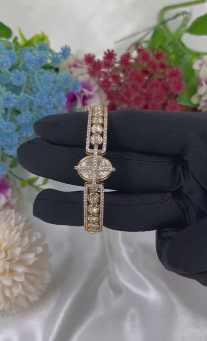 Radiante Moissanite Kundan Bracelet (Openable)