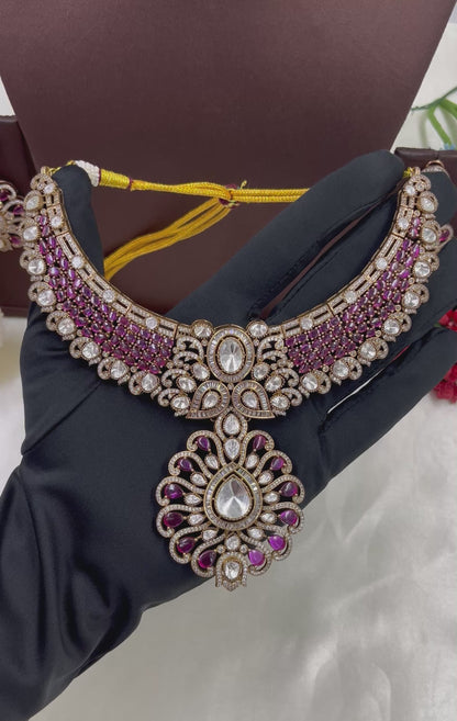 Razia Premium Moissanite Kundan Necklace