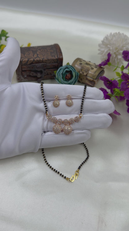 Floral Rose Gold Mangalsutra With Tops