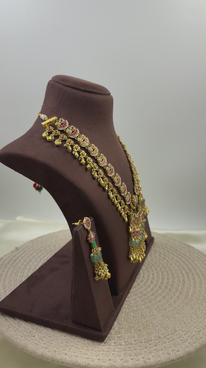 Dipti Pachi Kundan Semi Long Necklace Set