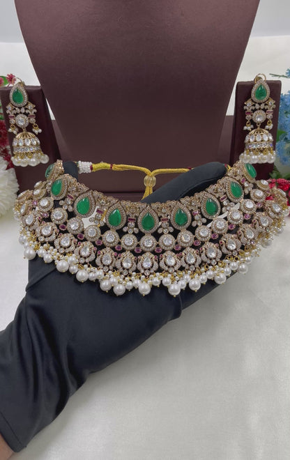Hina Jaipuri Kundan Choker Necklace Set