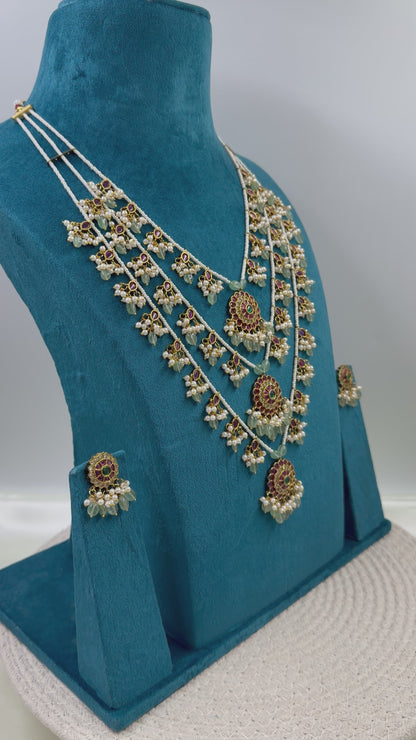 Nikita Traditional Three Layer Long Necklace Set