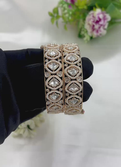 Oivi Moissanite Kundan Premium Bangles Set