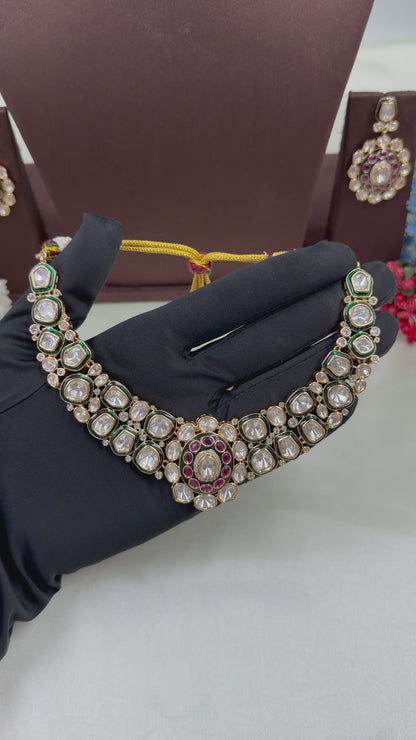 Reena Mina Kari Moissanite Kundan Necklace