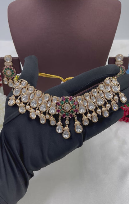 Chitra Moissanite Kundan Choker Necklace