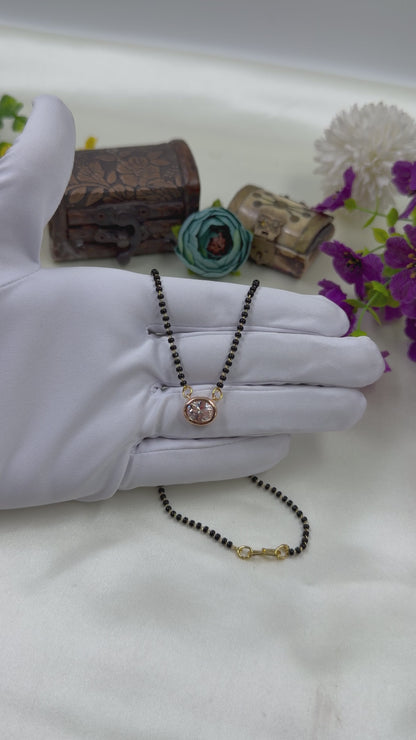 Round Solitaire Rose Gold Mangalsutra