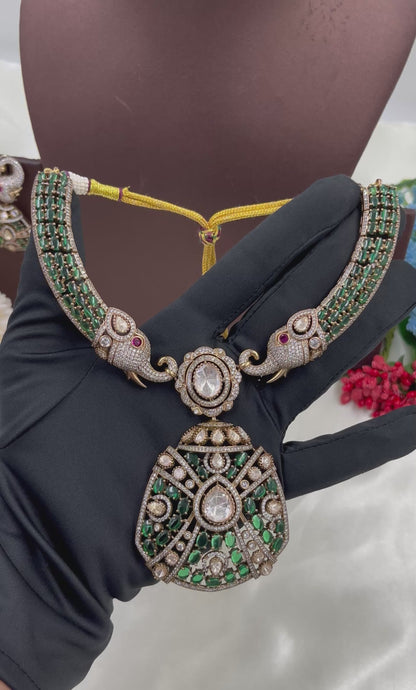 Rajeshwari Premium Moissanite Kundan Necklace