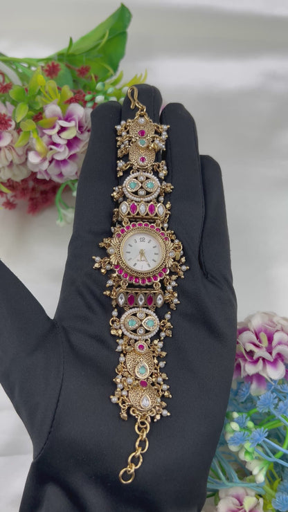 Mayuri Pachi Kundan Watch