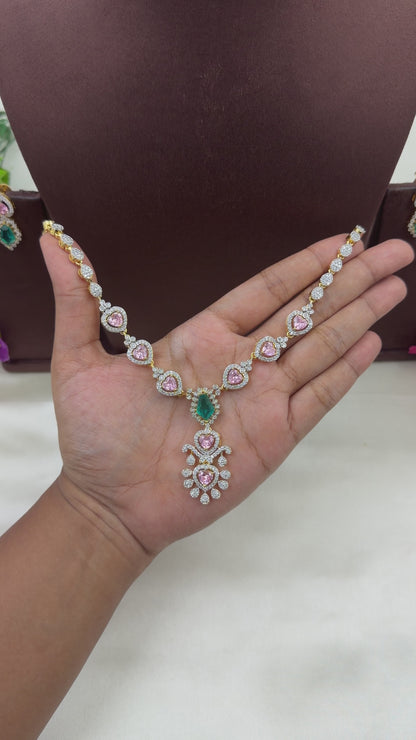 Avika American Diamond Two Tone Necklace Set