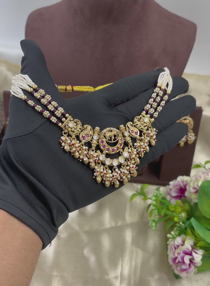 Royal Hathi Antique Gold Necklace set