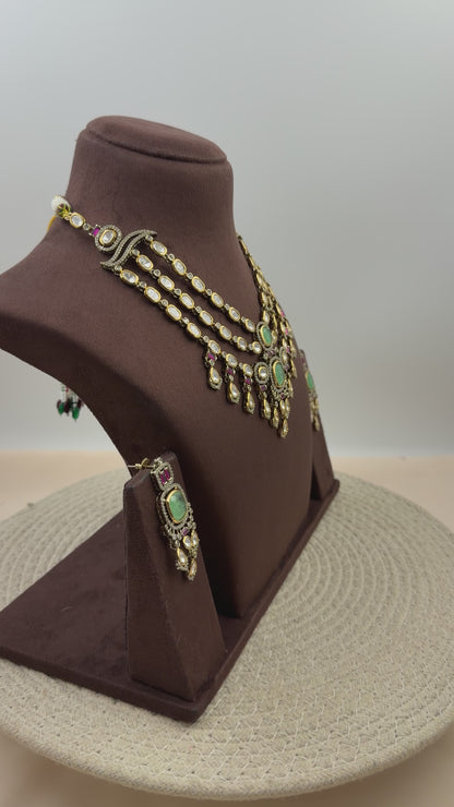 Trisha Three Layer Victorian Moissanite Necklace Set