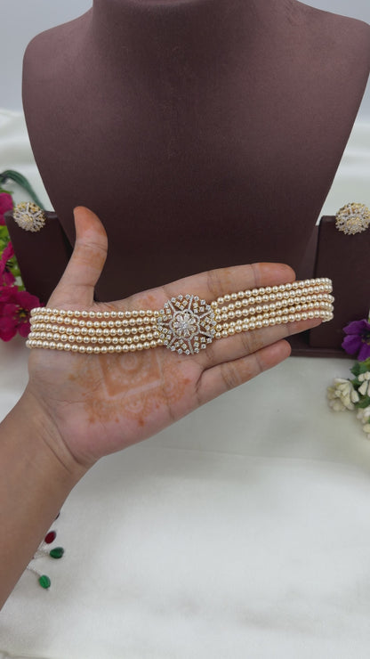 Jenny American Diamond Pearl Choker Set