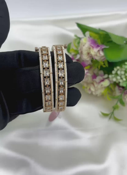 Bhavya Moissanite Kundan Premium Bangles Set