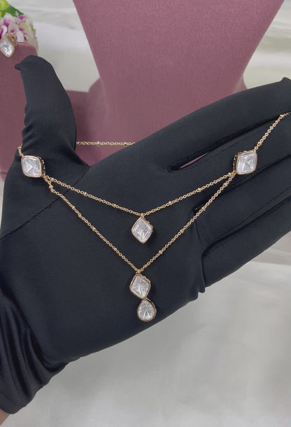 Binita Moissanite Dual Pendant Necklace