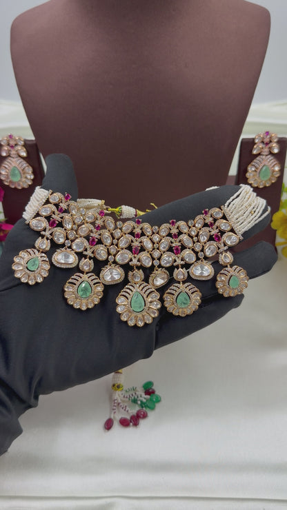 Gouri Moissanite Choker Necklace Set