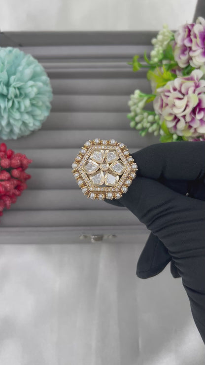 Haath Phool Moissanite Ring