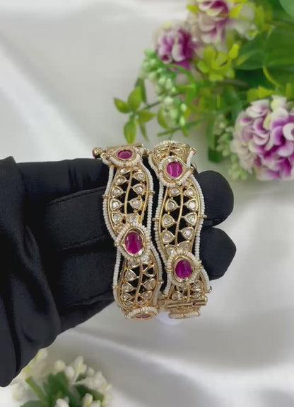 Orani Moissanite Kundan Premium Bangles Set