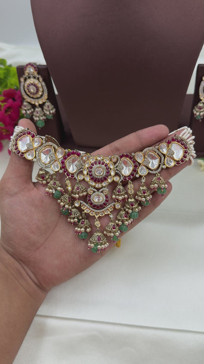 Meera Moissanite Victorian Choker Necklace Set