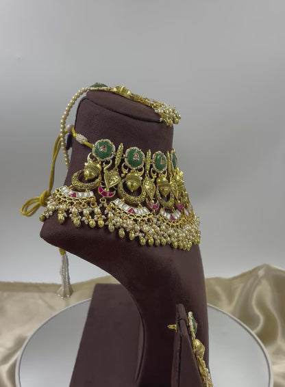 Heritage Pachi Antique gold Semi Bridal Necklace.