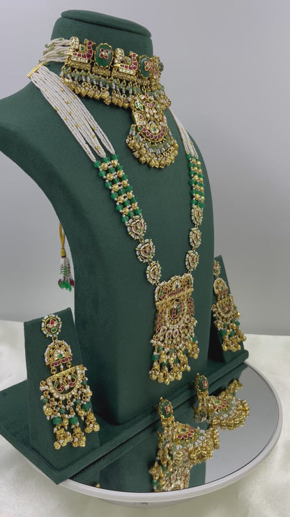 Ahilya Pachi Kundan Combo Set