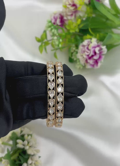 Rosa Moissanite Kundan Premium Bangles Set