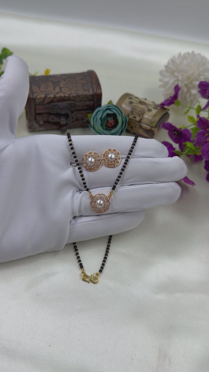 Pearl Rose Gold Mangalsutra With Tops