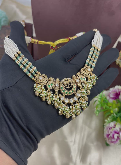 Royal Hathi Antique Gold Necklace set
