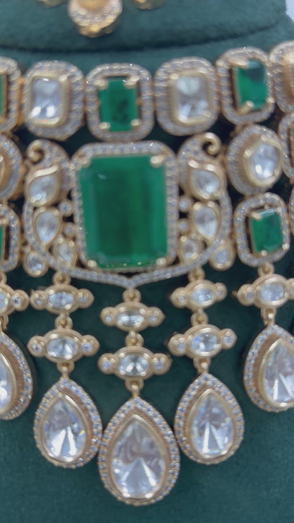 Viva Moissanite Kundan Semi Bridal Necklace Set