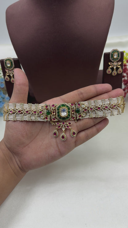 Sharvari Premium Moissanite Choker Set