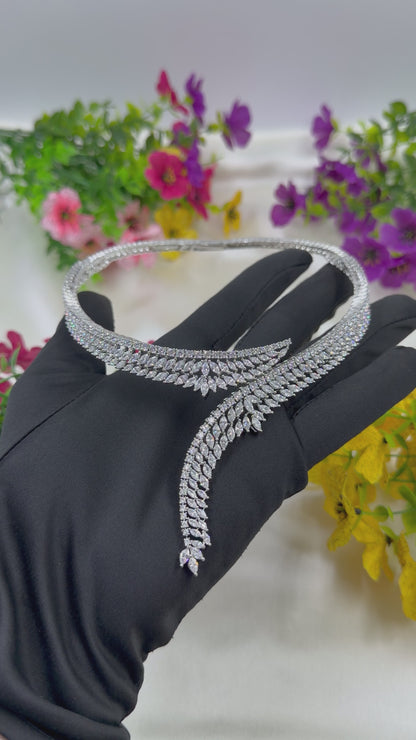 Nilam American Diamond Hasli Necklace