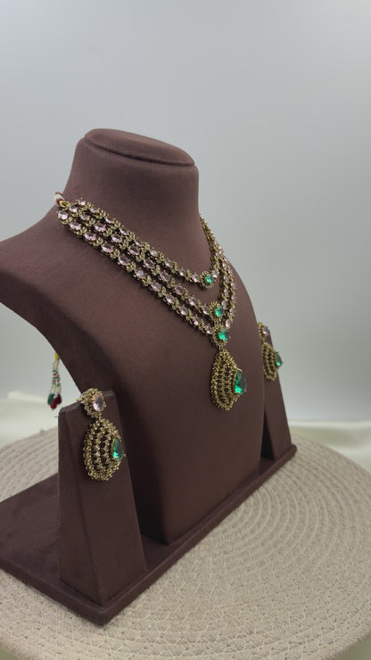 Roshni Victorian Three Layer Necklace Set