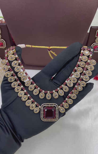 MINA VICTORIAN DOUBLE LAYERED NECKLACE SET