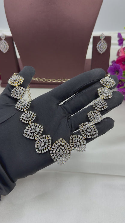 Esha Tow Tone American Diamond Necklace