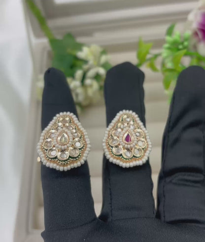 Nivi Premium Moissanite Kundan Fingering