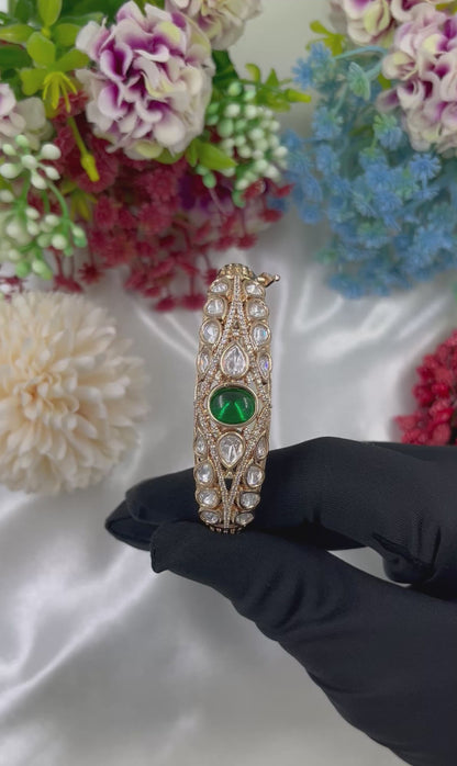Ruby Moissanite Kundan Bracelet (Openable)