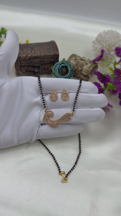 Classic Paisley Rose Gold Mangalsutra With Tops