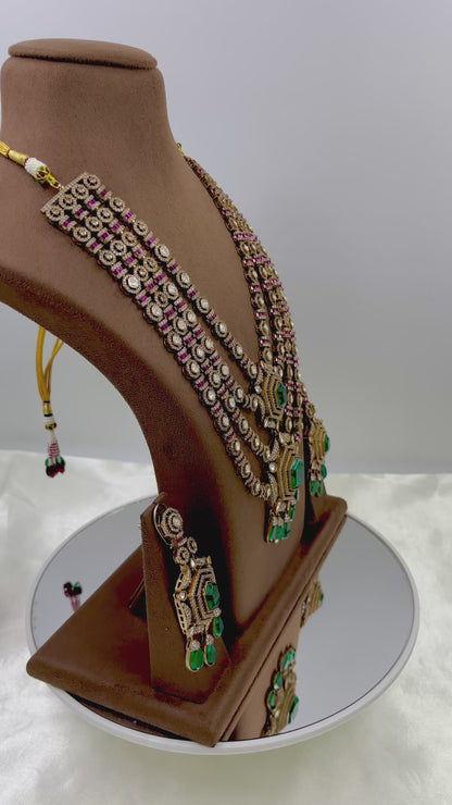 Sarojini Premium Moissanite Kundan Long Necklace