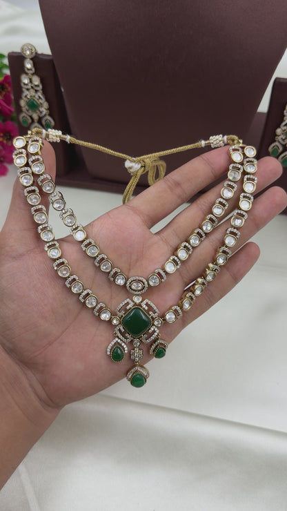 Charvi Premium Victorian Double Layer Necklace Set