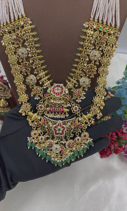 Rukmini Pachi Kundan Long Necklace
