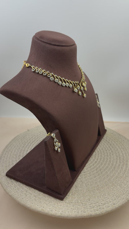 Holly American Diamond Two Tone Necklace Set